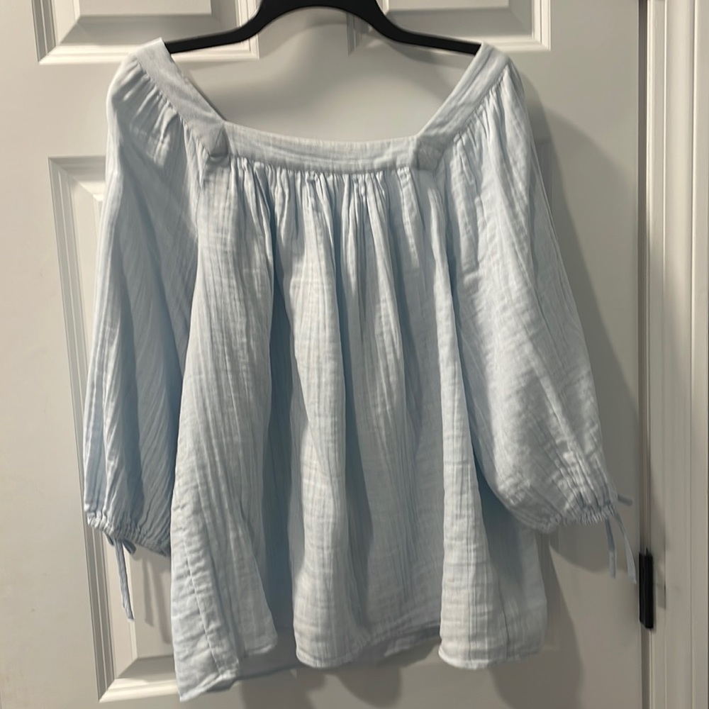 Lauren Conrad square-neck, volume sleeved top